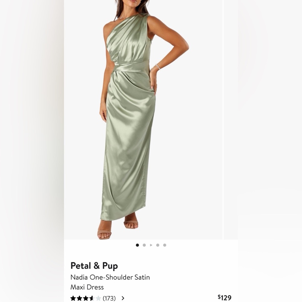 Brand: Petal & Pup
Nadia One-Shoulder Satin Maxi Dress